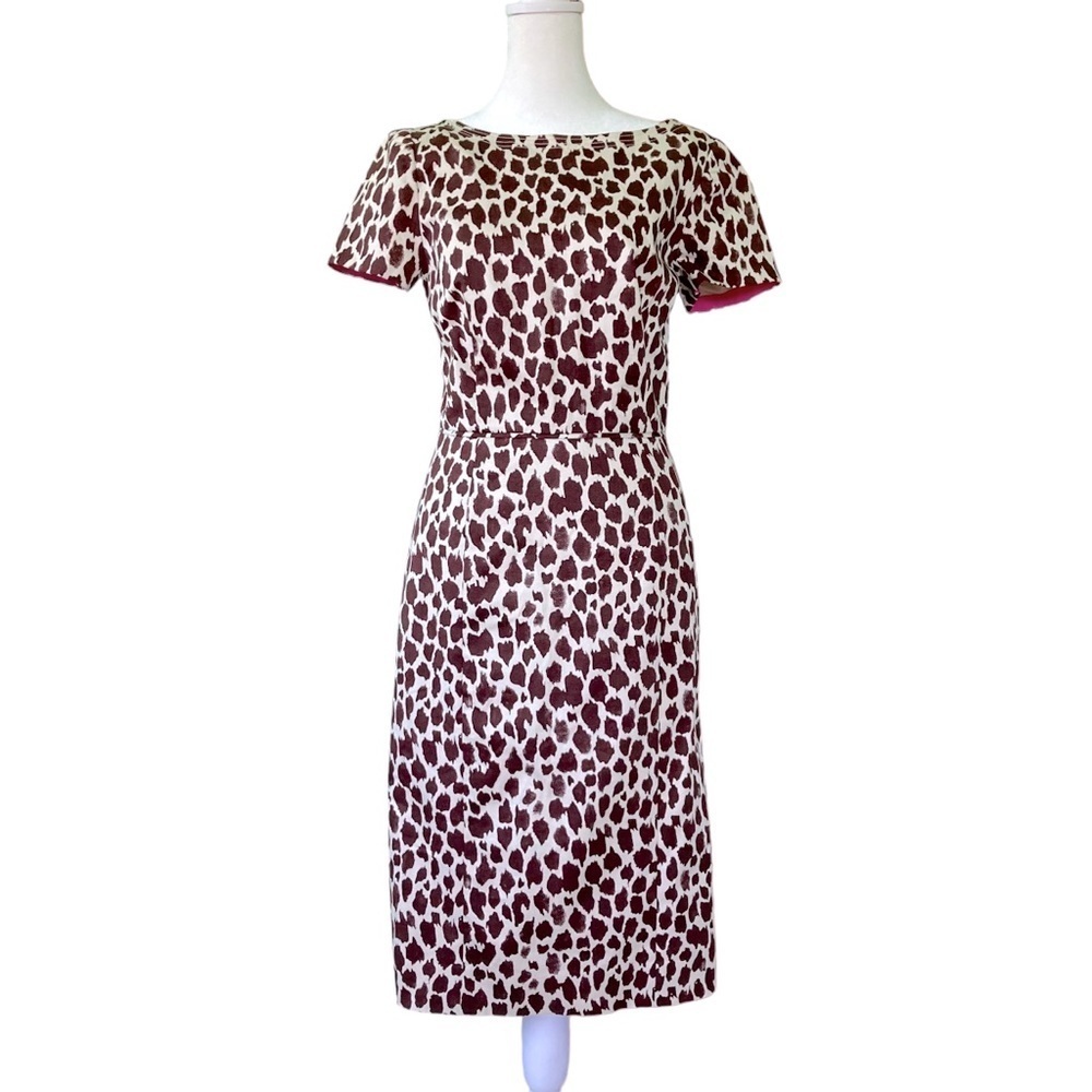 NWT J. Crew V-Back Giraffe Printed Midi A Line Dress (Size 2)